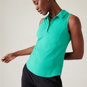 Green Sleeveless Polo Top
